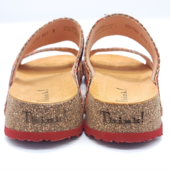 Think! Koak Cork Size 10 EU 41 Multicolor Leather Slip On Open Toe Sandals - Picture 7 of 13